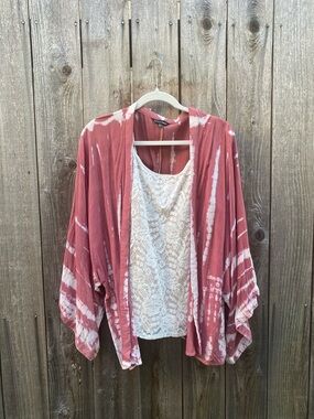 Rayon Dusty Rose Tie-Dye Kimono